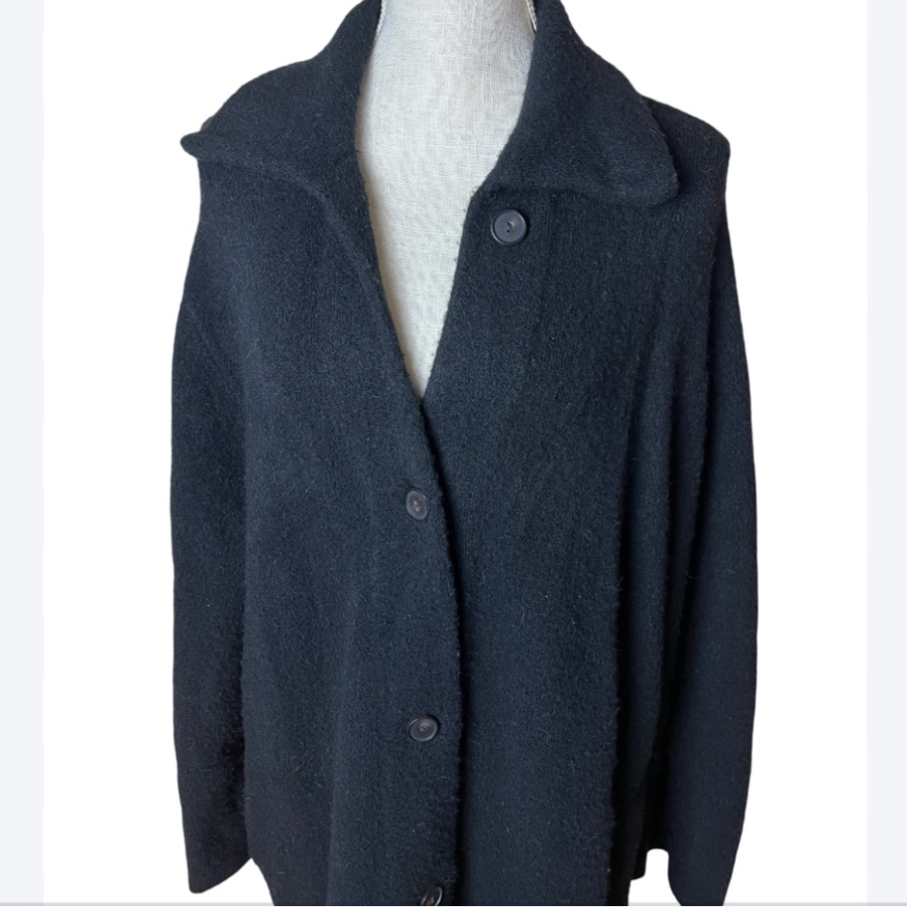 Vince Black Long Wool Blend Coat Minimalist Button Front Luxury Outerwear - Picture 6 of 14